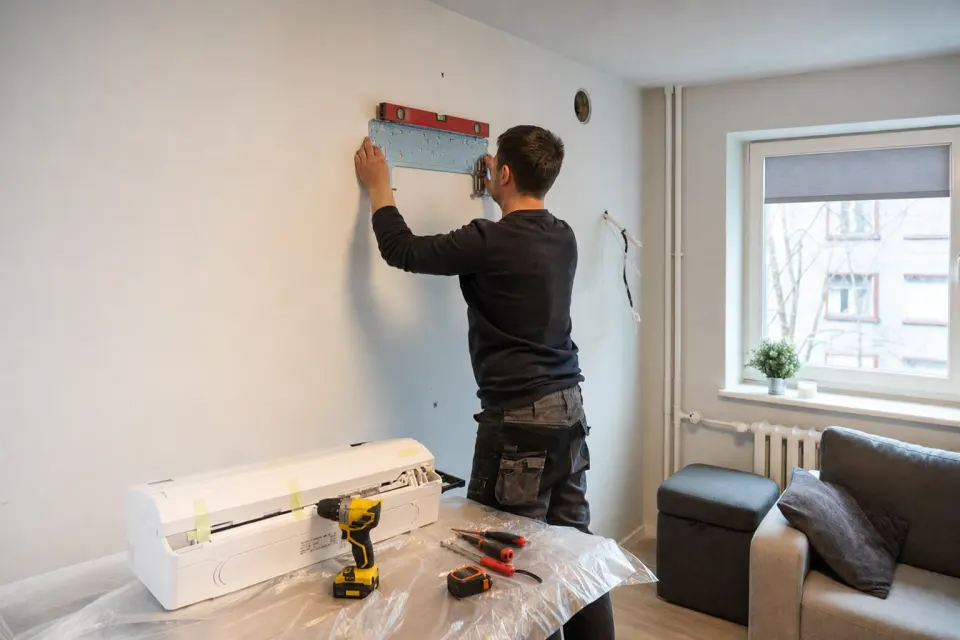 Kondicioniera iekštelpu bloka montāža Rīgas dzīvoklī